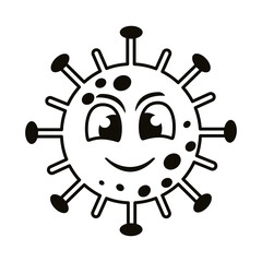covid19 particle happy emoticon character