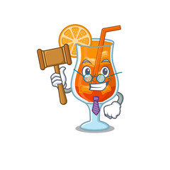 A wise judge of mai tai cocktail mascot design wearing glasses