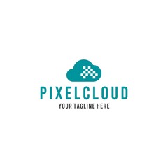 Pixel cloud logo with minimalist creative style