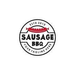 Obraz premium Vintage sausage barbeque logo design