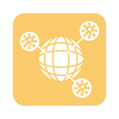 covid19 virus particles with sphere planet line style icon