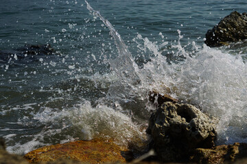 Splash wave in the sea and stone at Koh Chang Thailand