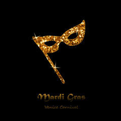 Venice Carnival/Venetian carnival mask with of Mardi Gras mask from gold glitter.