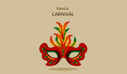 Venice Carnival/Venetian carnival mask with feather.