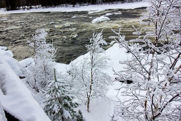 Landscape with much snow in the winter time at Sweden