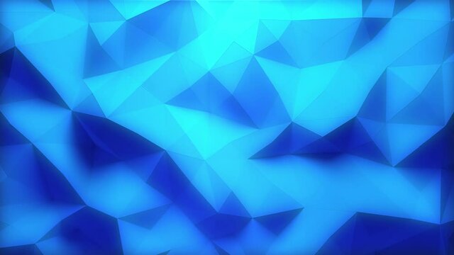 Blue looping polygonal background with waving geometric shapes 