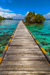 walkway in coral sea, togian island, sulawessi, indonesia