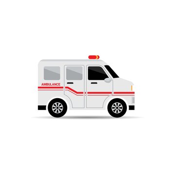 flat design ambulance car for medical emergencies isolated white background, vector illustration.
