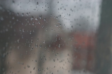 Water droplets on the glass window