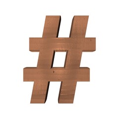 Fototapeta premium 3D MARK MADE OF BROWN PAINTED WALL : # HASHTAG