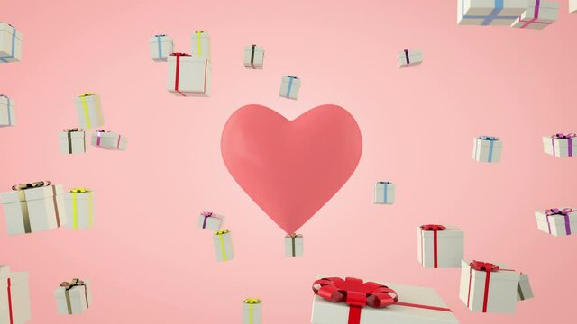 abstract heart shape pink romance love valentine concept 3d rendering animation