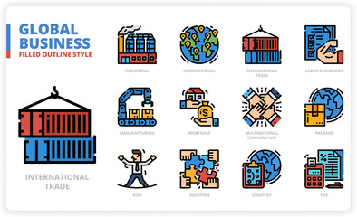 Global business icon set