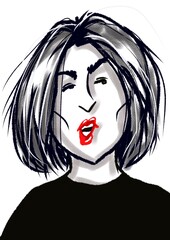 Middle Aged Woman with red lips talking Isolated On white