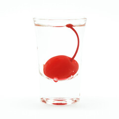 cherry in vodka glass
