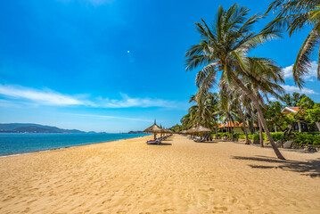 Fototapeta na wymiar Nha Trang, Vietnam Beautiful Scenery, a Tropical Coastal Vacation Paradise in Southeast Asia. 