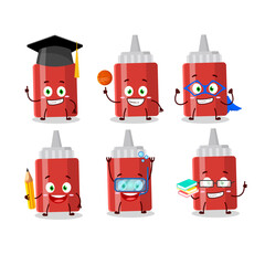Fototapeta premium School student of sauce bottle cartoon character with various expressions