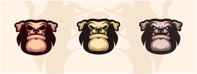 Dog head logo set. Design element for company logo, label, emblem, apparel or other merchandise. Scalable and editable Vector illustration