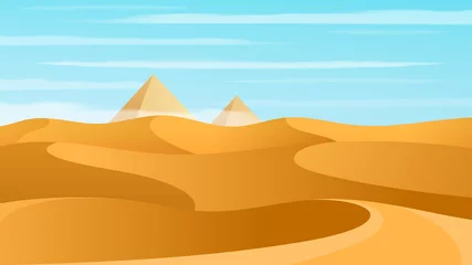 Gordijnen Egypt desert landscape with pyramids and sand dunes. © NMacTavish