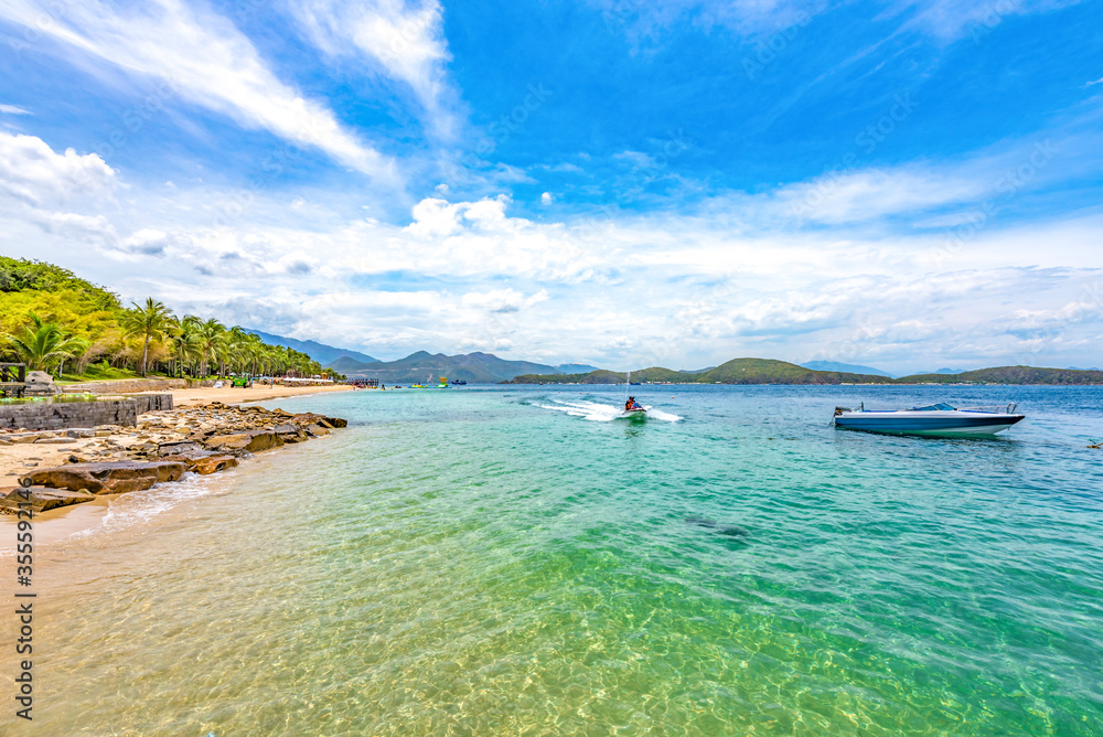 Wall mural nha trang, vietnam beautiful scenery, a tropical coastal vacation paradise in southeast asia.