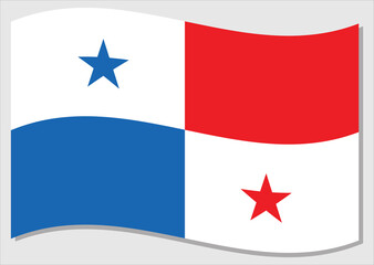 Waving flag of Panama vector graphic. Waving Panamanian flag illustration. Panama country flag wavin in the wind is a symbol of freedom and independence.