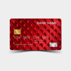 Credit card. With inspiration from the abstract. Red on the white background. Glossy plastic style. Vector illustration design EPS 10