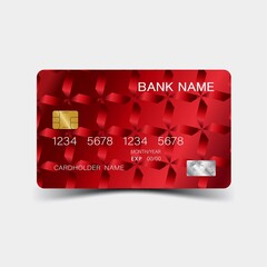 Credit card. With inspiration from the abstract. Red on the white background. Glossy plastic style. Vector illustration design EPS 10