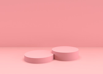 3D abstract render.Pink platform for product display interior podium place with empty for awards ceremony use for Recommend products, promote products design on pink pastel background