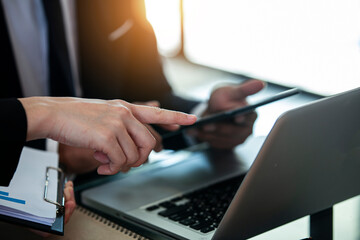 businessman or Designer marketing-business-with-virtual-diagram