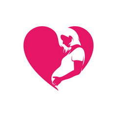 Obraz na płótnie Canvas Mom and Baby heart love logo vector template, Illustration symbol, Creative design