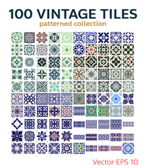 tiles Portuguese patterns antique seamless design in Vector illustration	