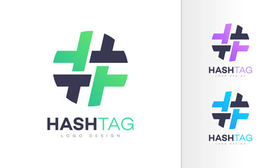 Hashtag. Hash Tag Colorful Icon Emoji Modern Professional Logo Design Vector Template