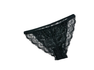 Black women's panties isolated on a white background. Underwear. The view from the top.