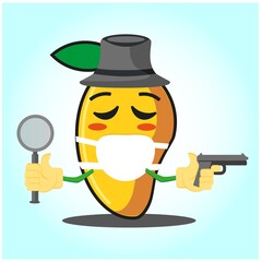 Cute mango detective face cartoon character image design