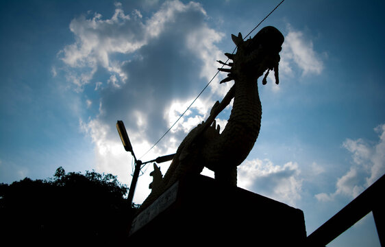 Giant golden dragon Statue at Rang ghar sibsagar assam, the royal sports-pavilion
