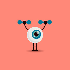 Eye lifting dumbbells. Good vision concept