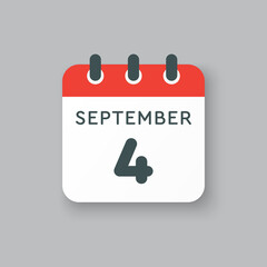 Calendar icon day 4 September, template date days