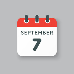 Calendar icon day 7 September, template date days