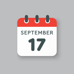 Calendar icon day 17 September, template date days