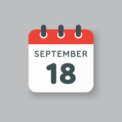Calendar icon day 18 September, template date days