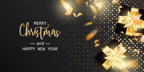 Marry Christmas and Happy New Year card. Christmas banner.