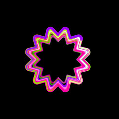 Symbol certificate from multi-colored circles and stripes. UFO Green, Purple, Pink