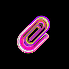 Symbol paperclip from multi-colored circles and stripes. UFO Green, Purple, Pink