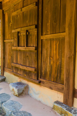 Oriental sliding wooden door