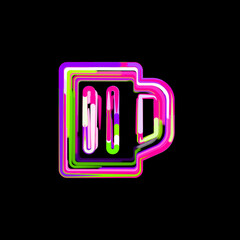 Symbol beer from multi-colored circles and stripes. UFO Green, Purple, Pink