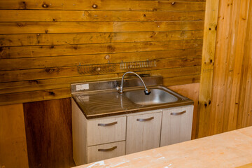 Sink and counter top in kitchen