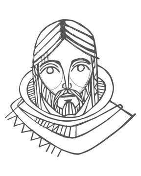 Jesus Christ Face hand drawn illustration