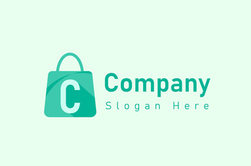 Abstract letter C on shopping bag, Abstract shopping logo. Online shop logo design