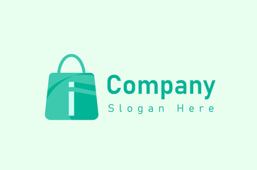Abstract letter i on shopping bag, Abstract shopping logo. Online shop logo design