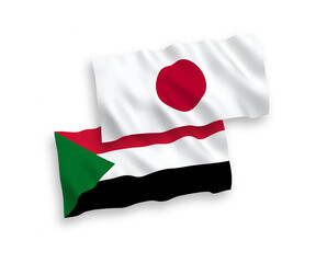 Flags of Japan and Sudan on a white background