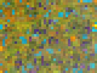 geometric square pixel pattern abstract in green yellow blue purple